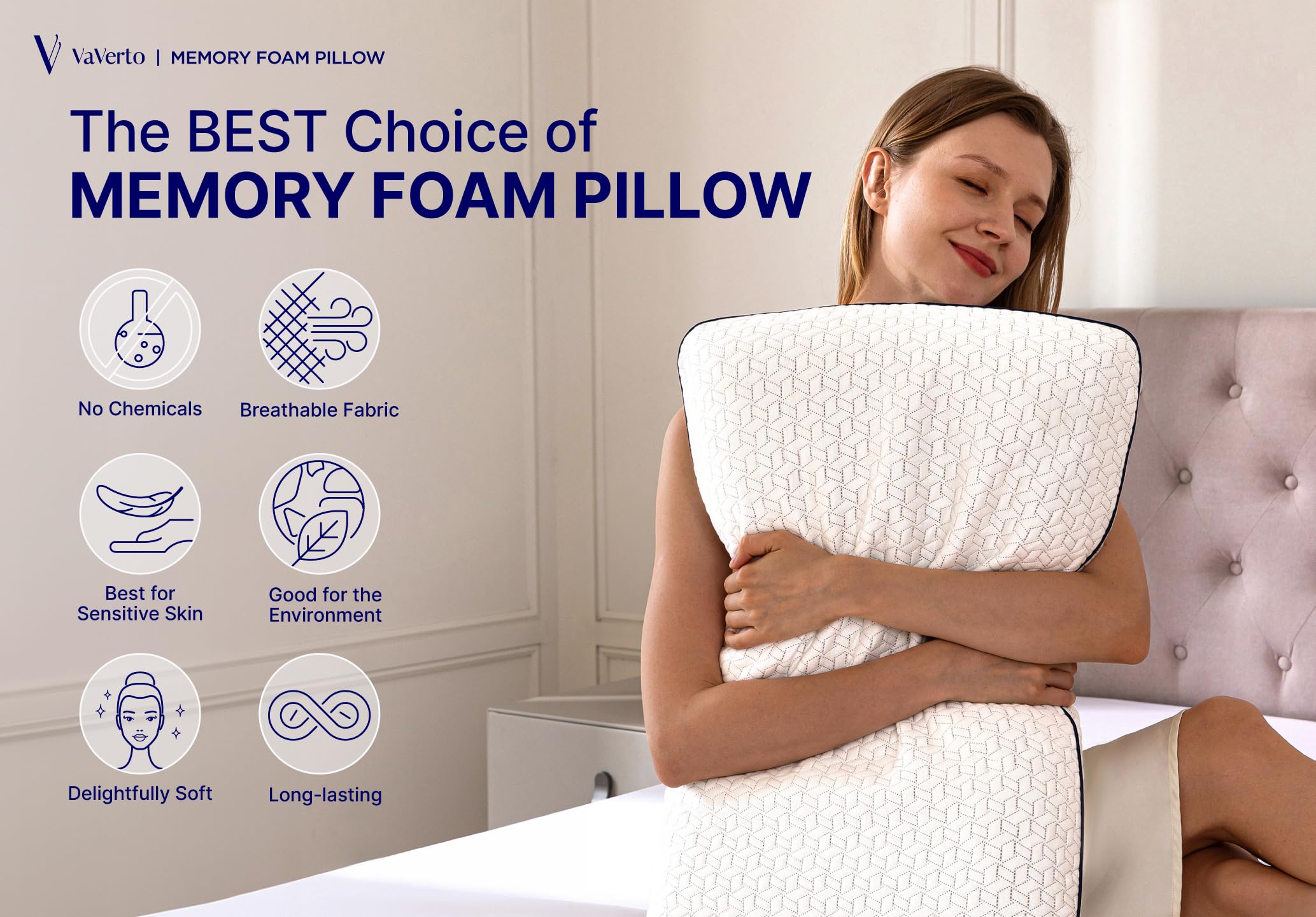 Durable hotel-grade memory foam pillow for long-lasting use