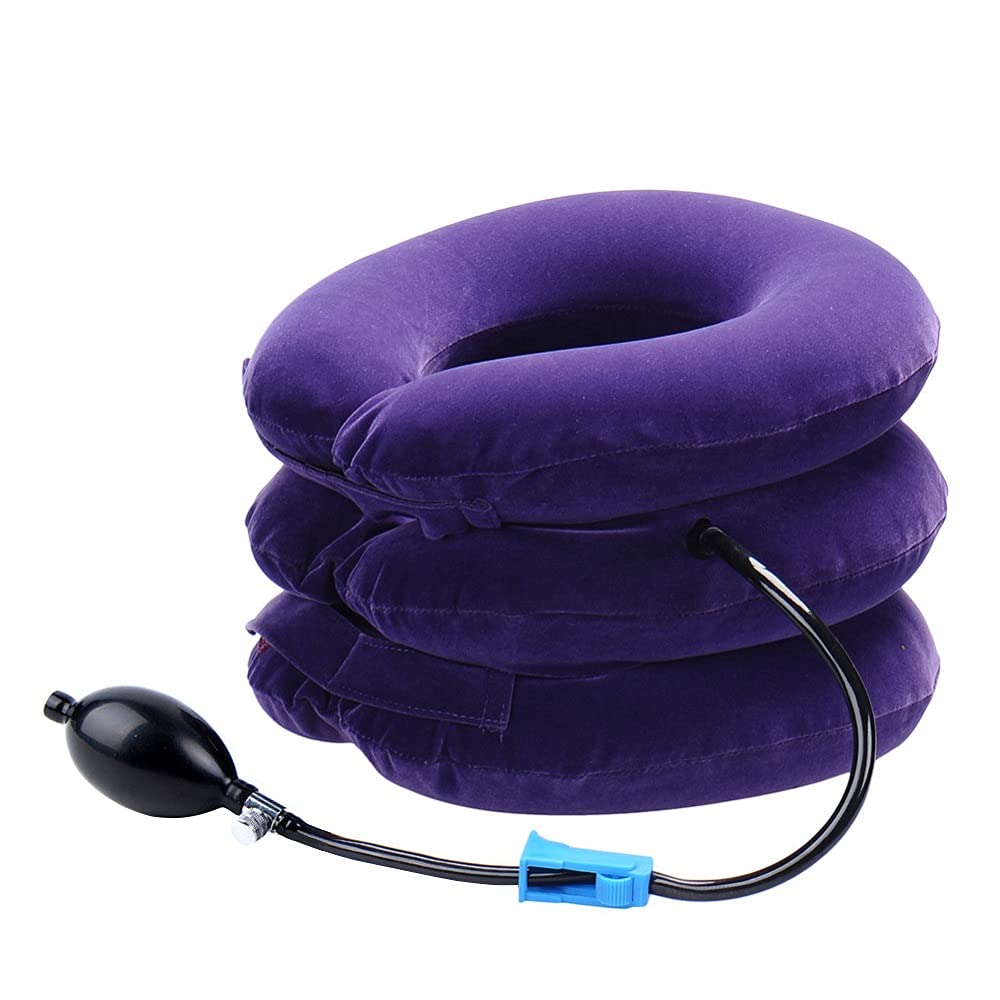 Cervical Neck Traction Device inflatable neck stretcher purple