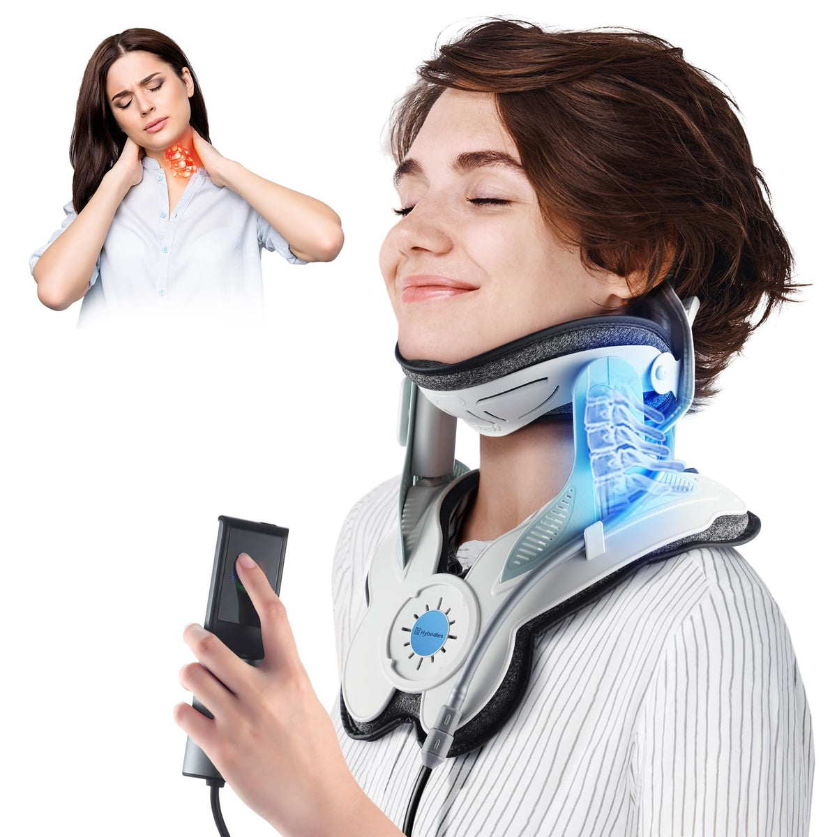 Cervical neck traction device built-in 8 airbag rear section