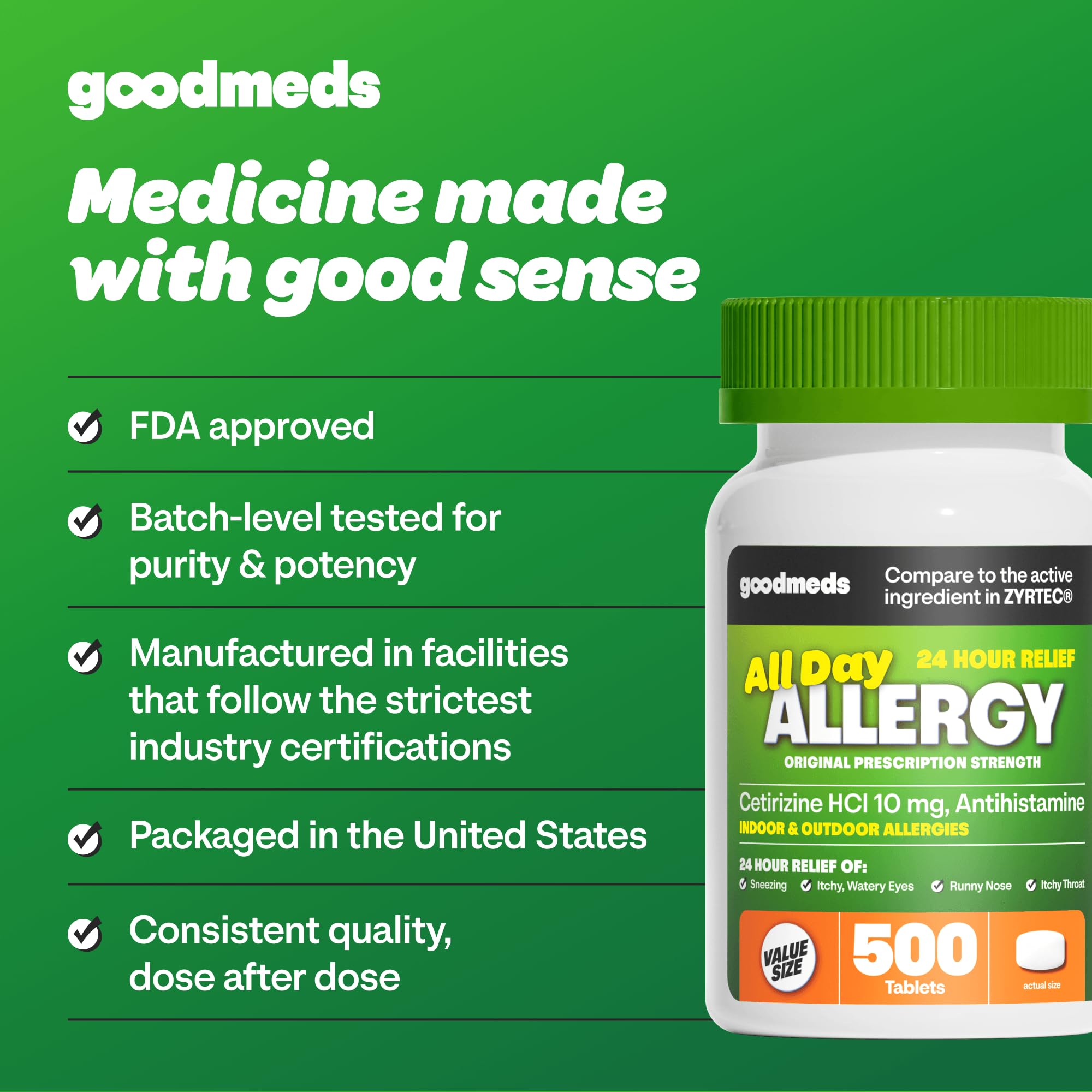 pollen hay fever relief cetirizine hcl tablets