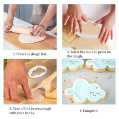 Five cloud shaped fondant cutters for cake and cookies