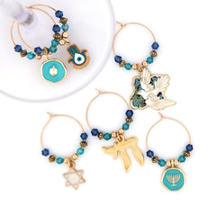 Menorah wine charm for glass stems