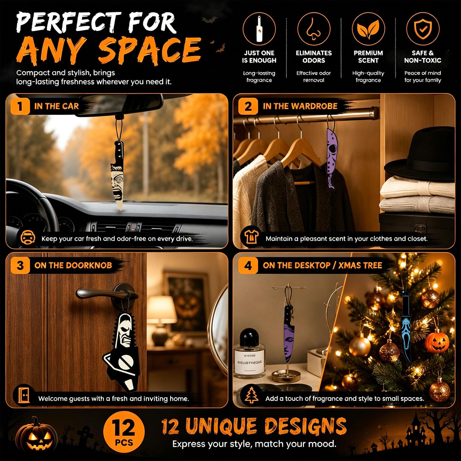 masked face graphic horror air freshener