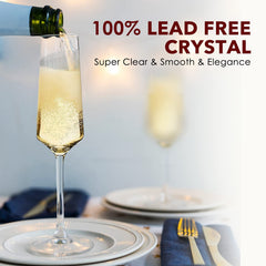 Chouggo hand blown crystal champagne glasses 6 count pack