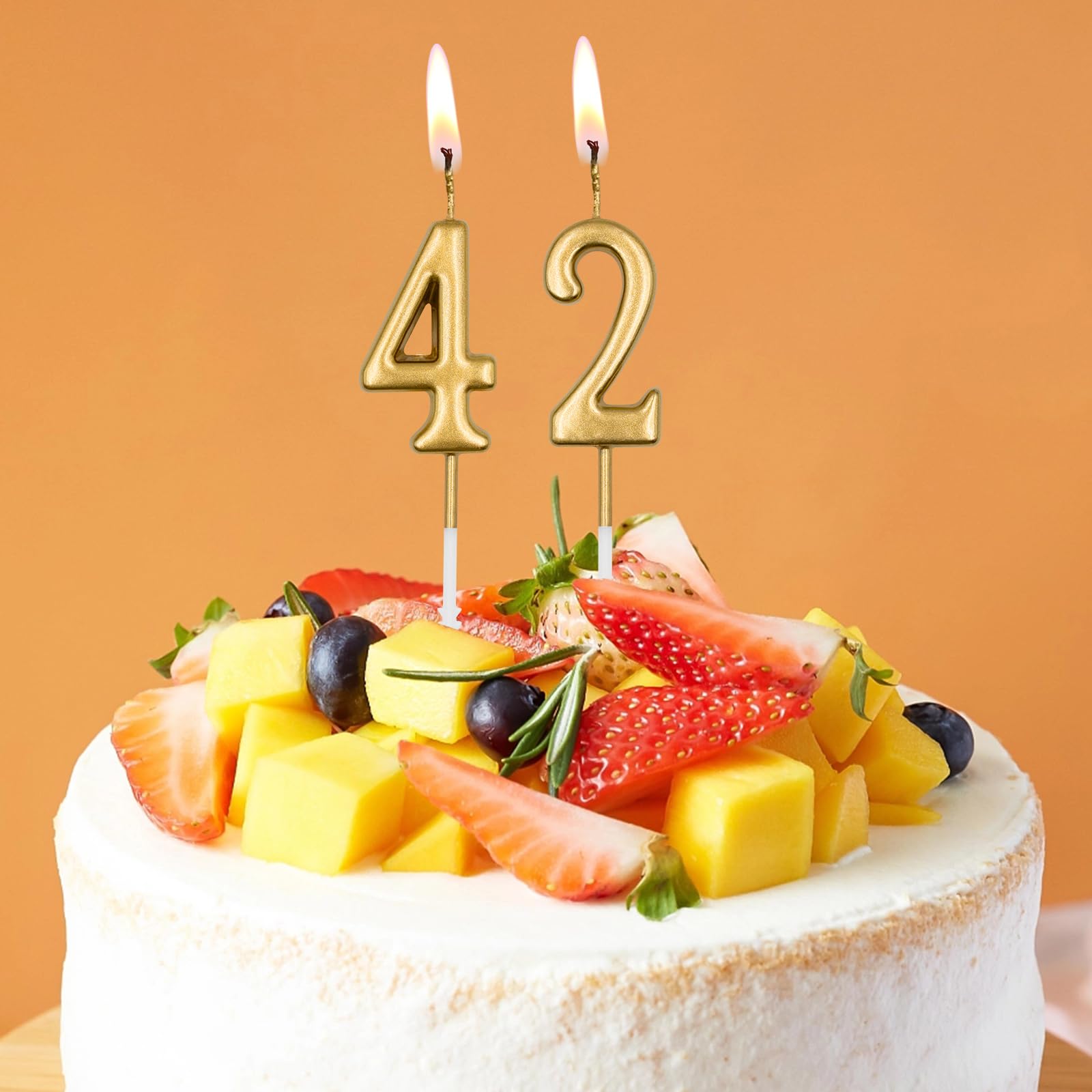 champagne gold cake topper candles decorative pair