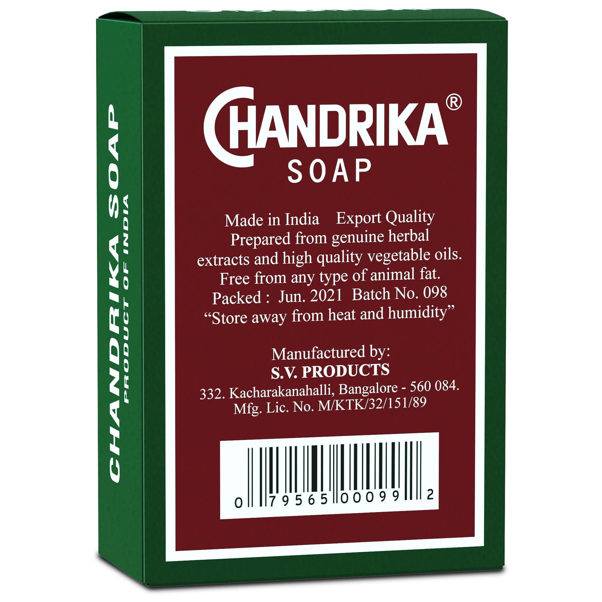 Chandrika Ayurvedic bar soap 75gm bar size label