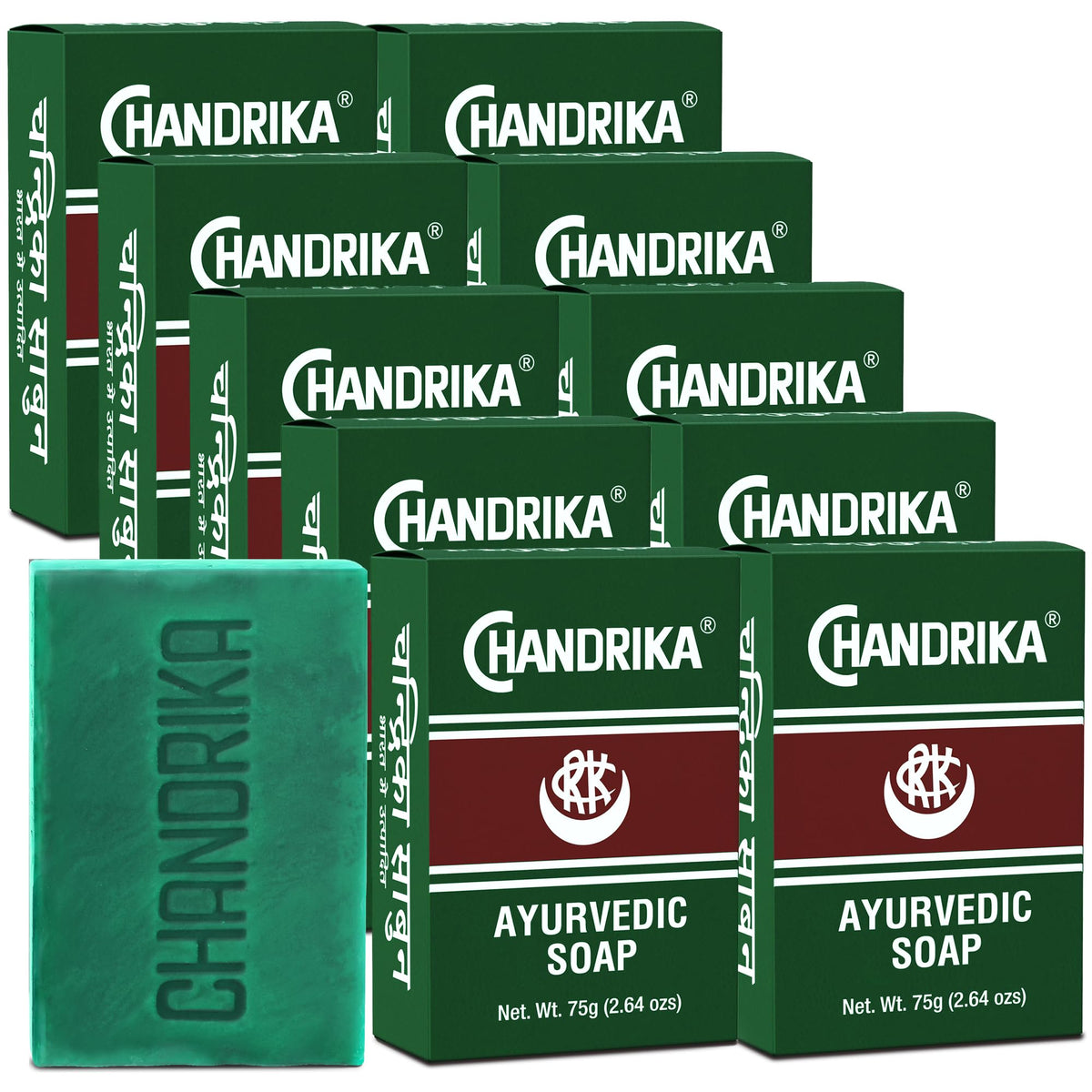 Chandrika Bath and Body Ayurvedic Bar Soap Pack of 10 packaging