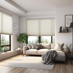 Beige light filtering honeycomb shade by Changshade