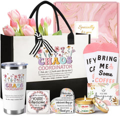 Chaos Coordinator Gifts for Women gift basket with tote and tumbler