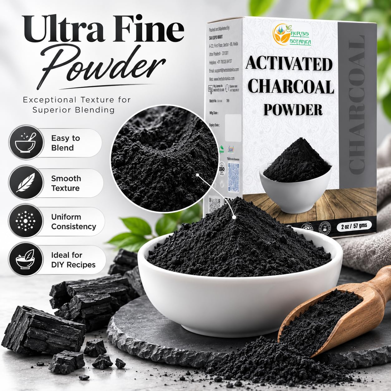 Multi-use activated charcoal powder for cleaning and skincare