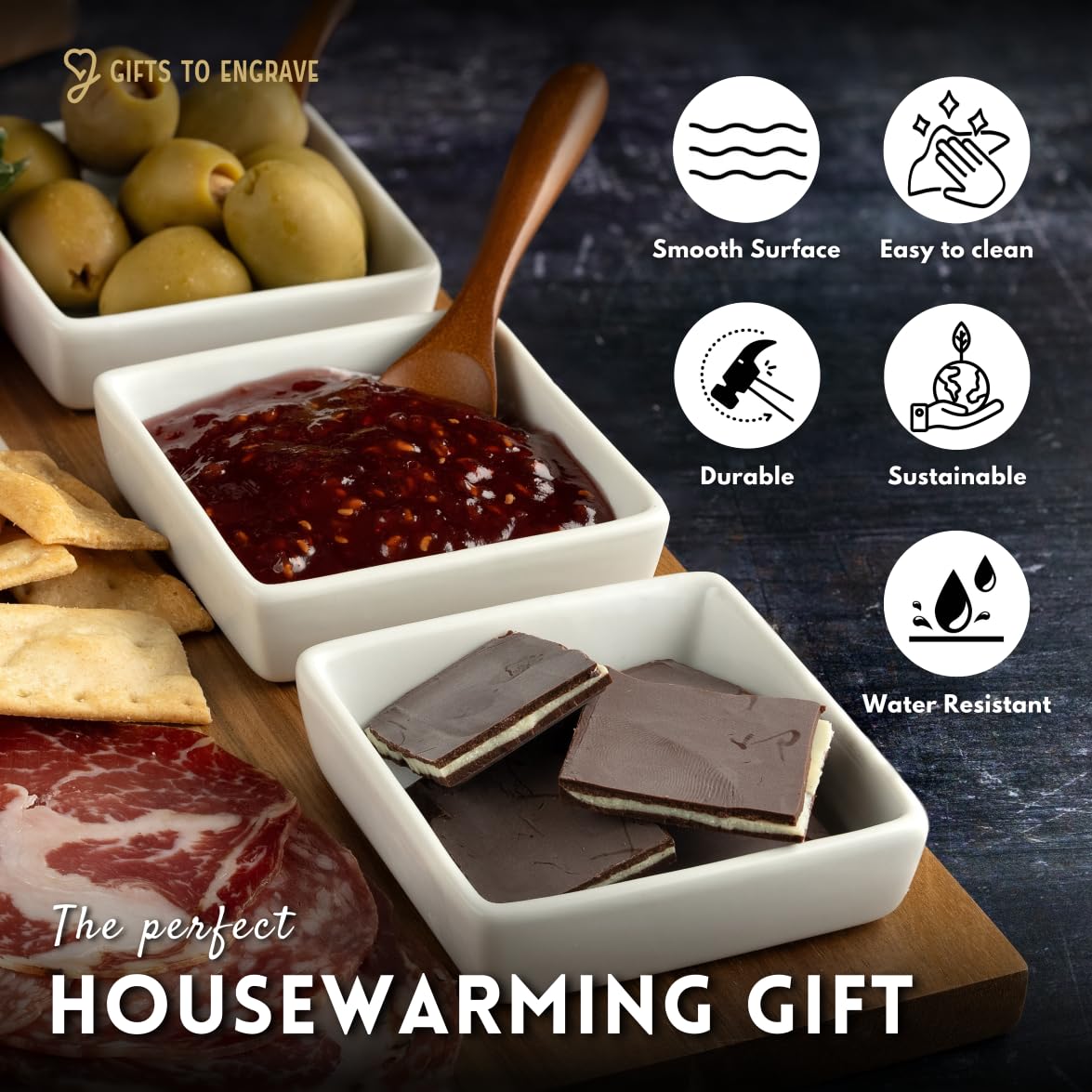 Host gift marble cheese board for wedding or new home