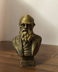 Darwin bust with metal look and gold dry brush