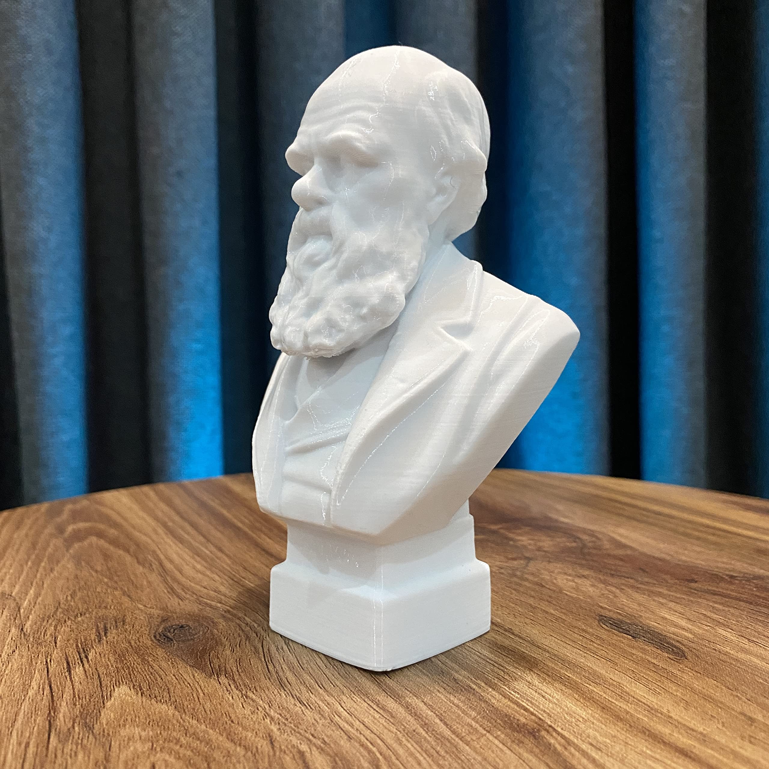 Charles Darwin Bust 13cm white PLA decorative figure for bookcase