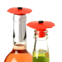 Two Charles Viancin Poppy Silicone Bottle Stoppers for wine bottles