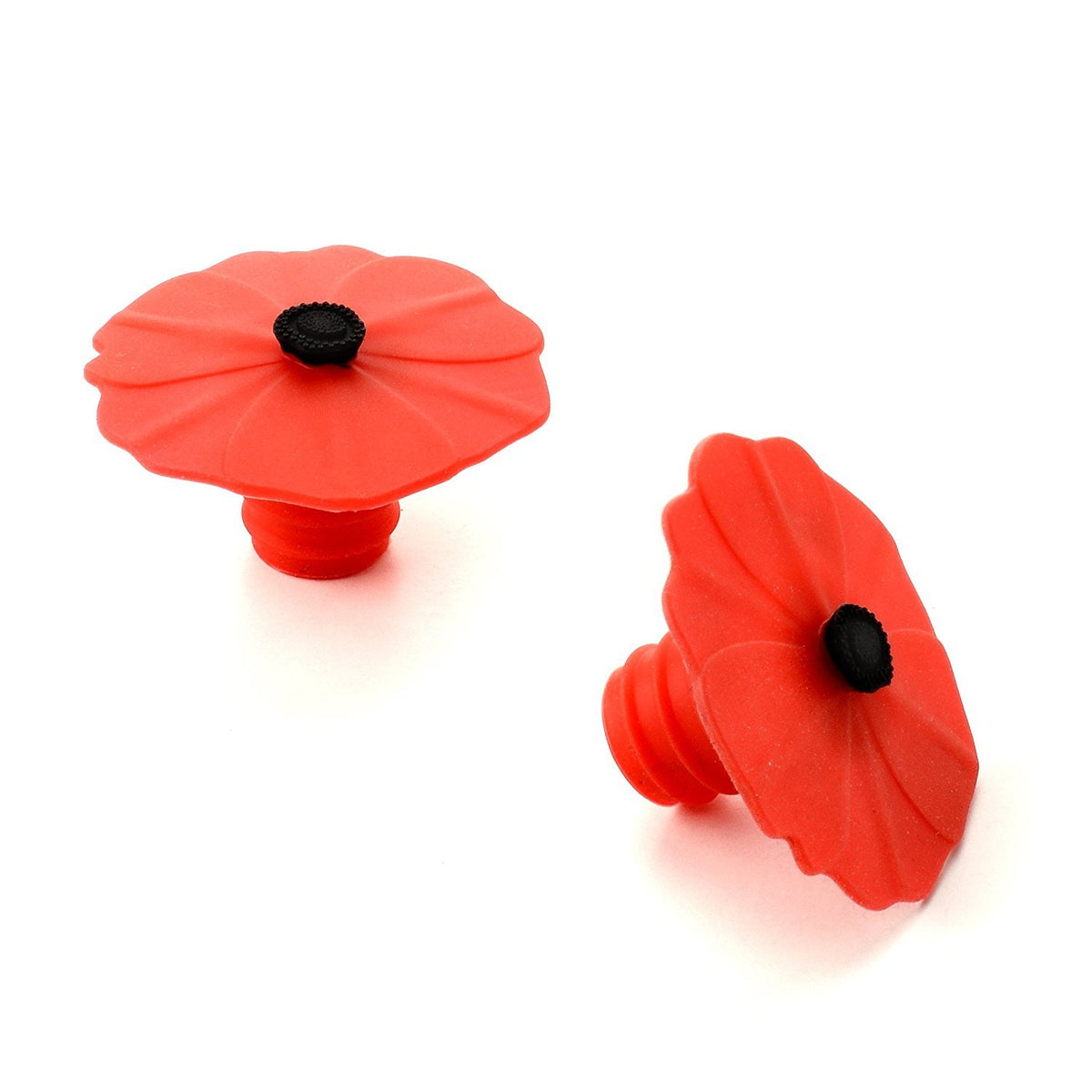 Charles Viancin Poppy Silicone Bottle Stopper Set of 2 red flower design