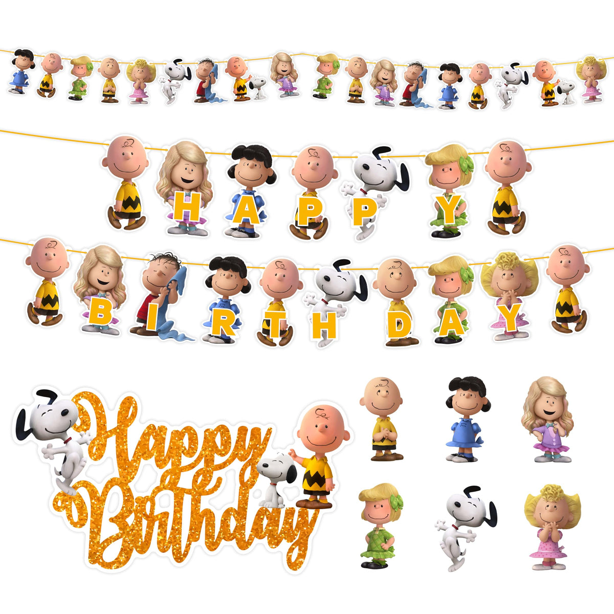 Charlie Broown Theme Birthday Party Supplies and Decorations Set overview