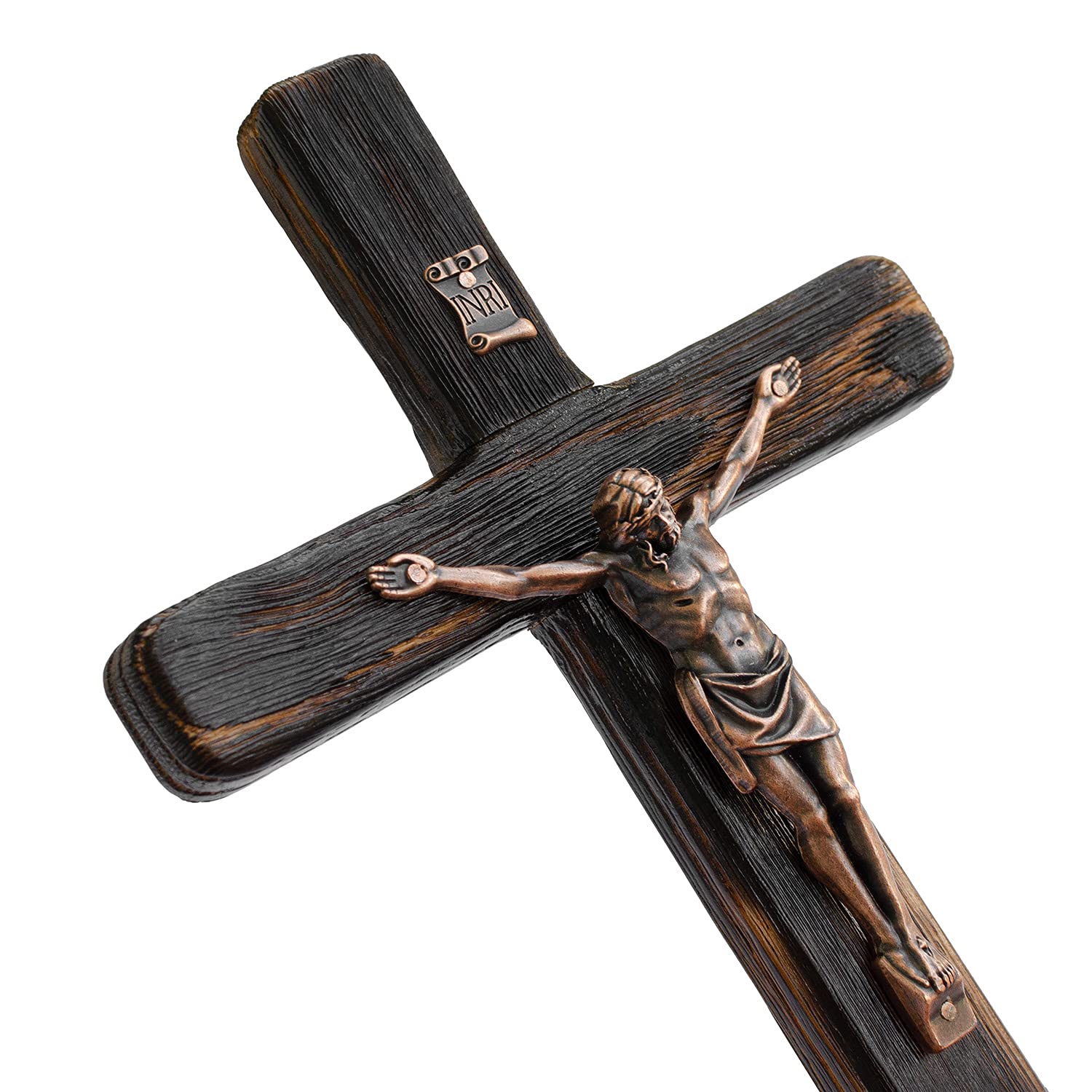 Copper-plated Jesus crucifix attached with nails