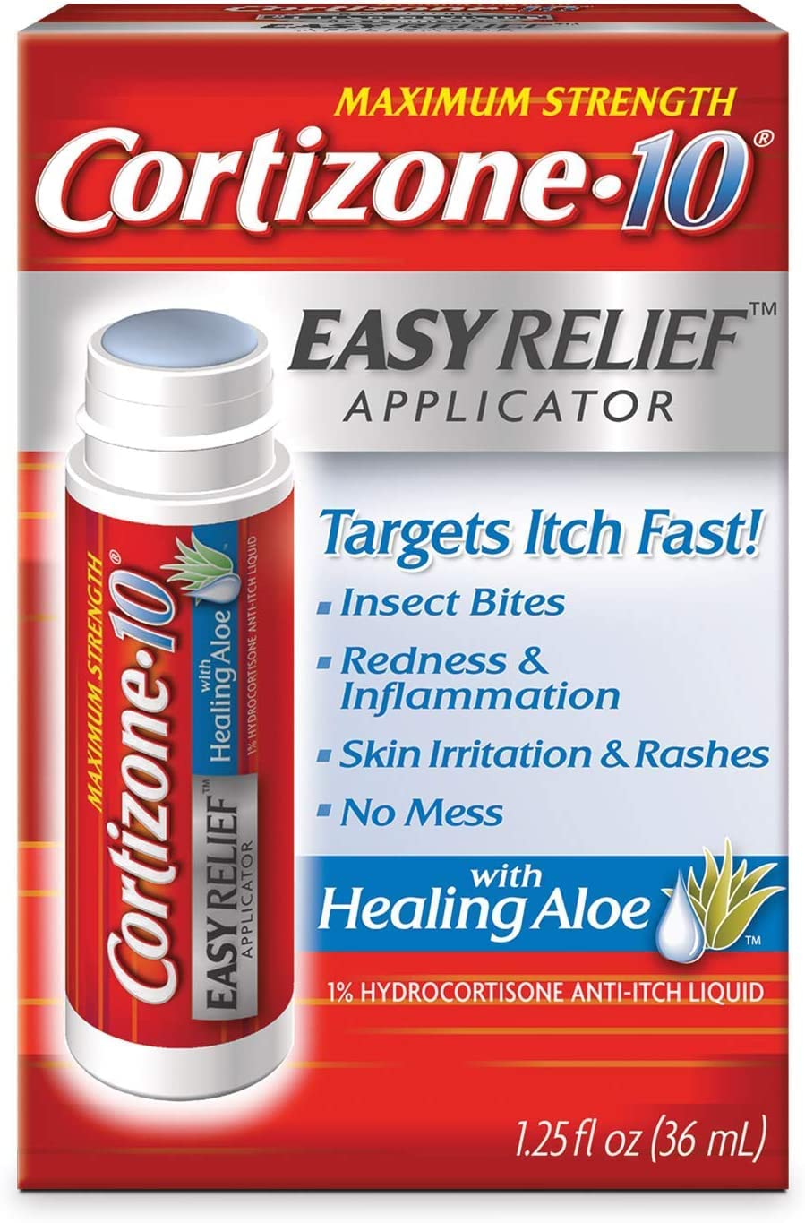 CHATTEM Cortizone-10 Easy Relief Applicator Anti-Itch Liquid 1.25 oz packaging
