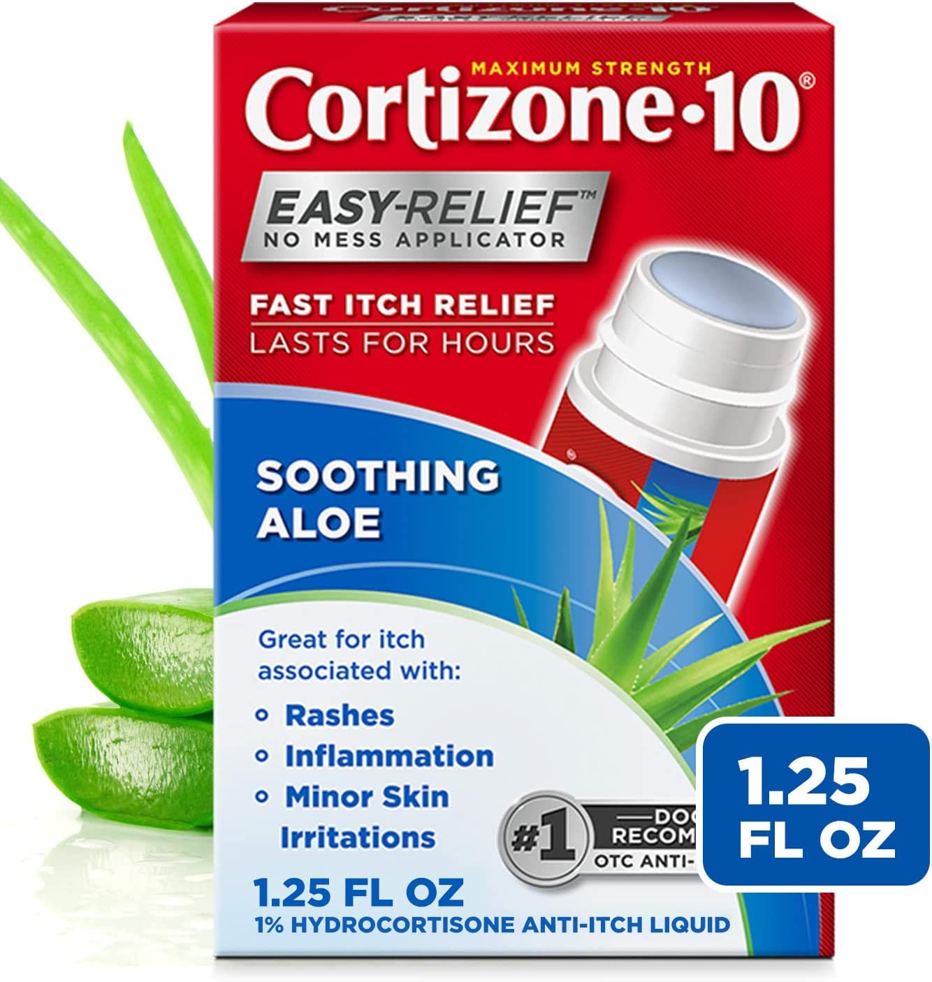 CHATTEM Cortizone-10 Easy Relief Applicator Anti-Itch Liquid 1.25 oz container packaging