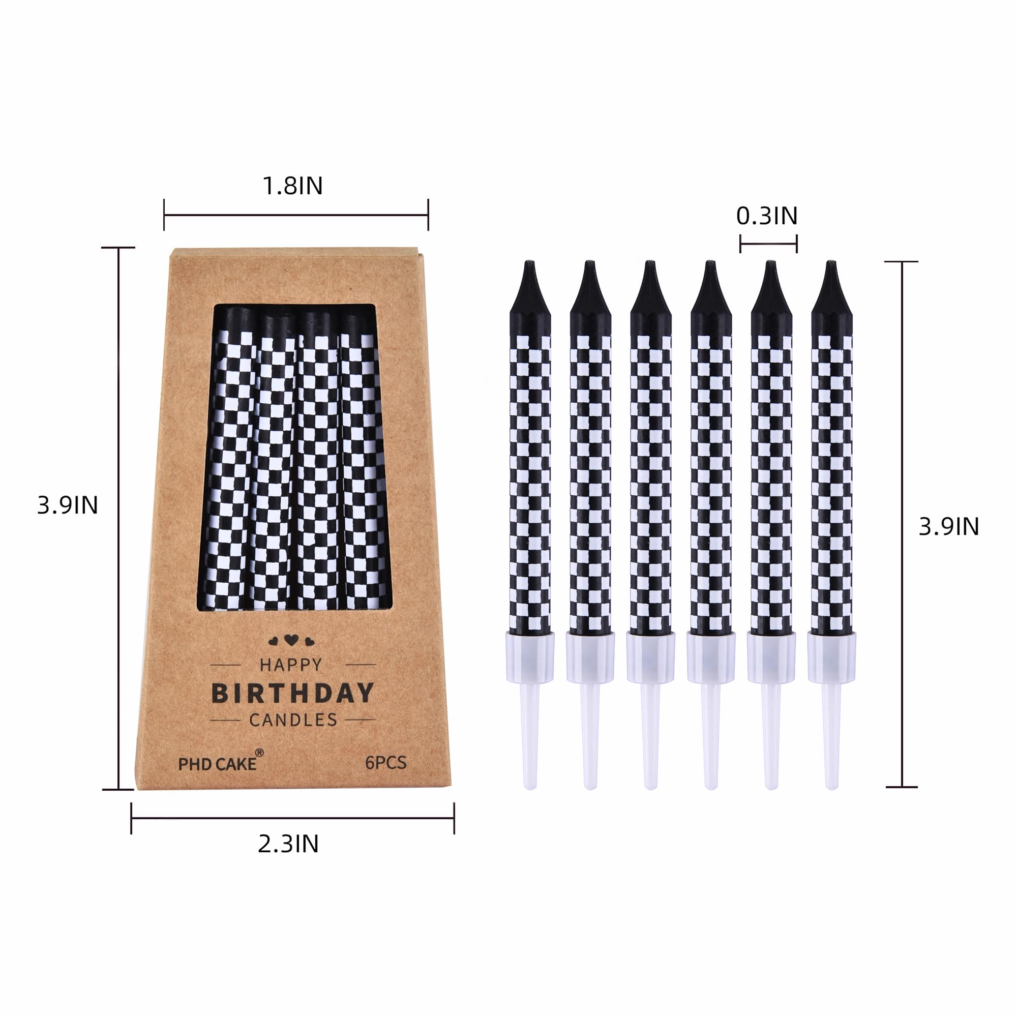 Black and white checkered flag candles for celebrations
