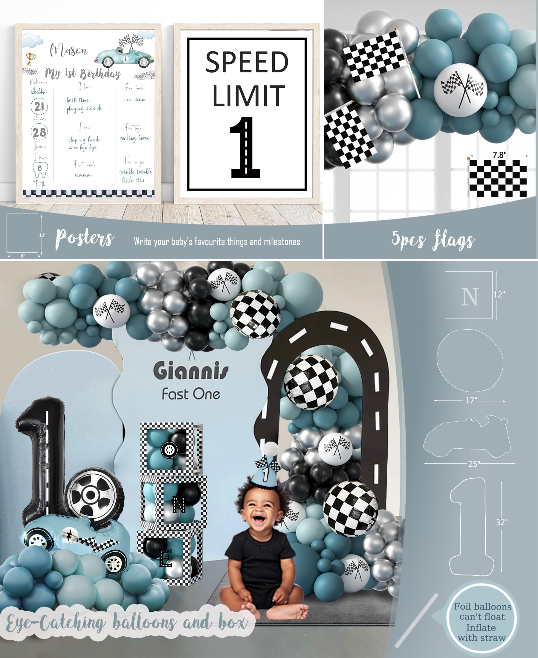 Checkered flags balloons tire balloon set included