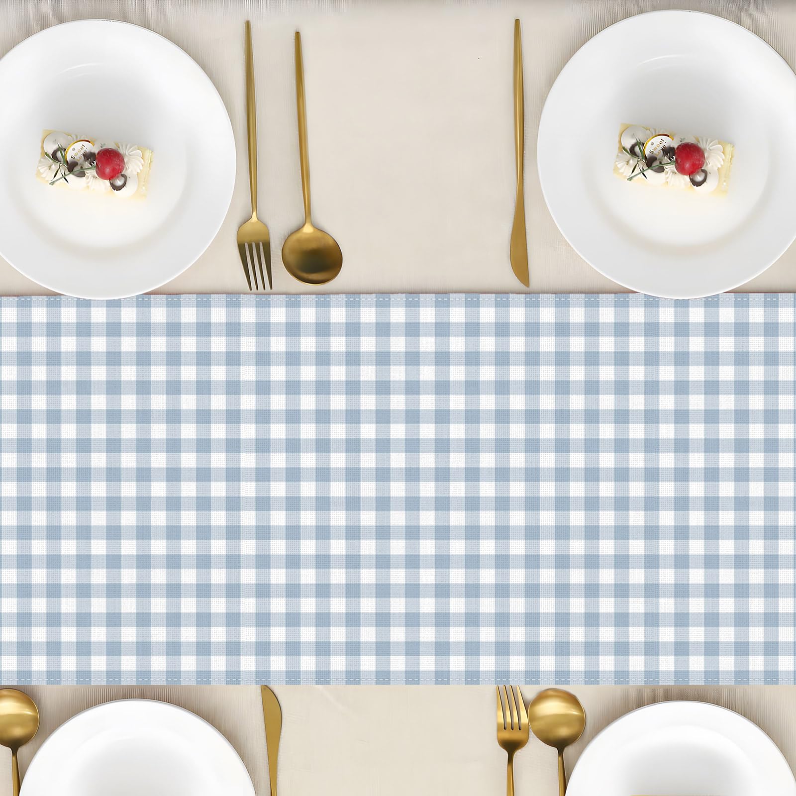 Checkered table runner ideal for indoor outdoor use