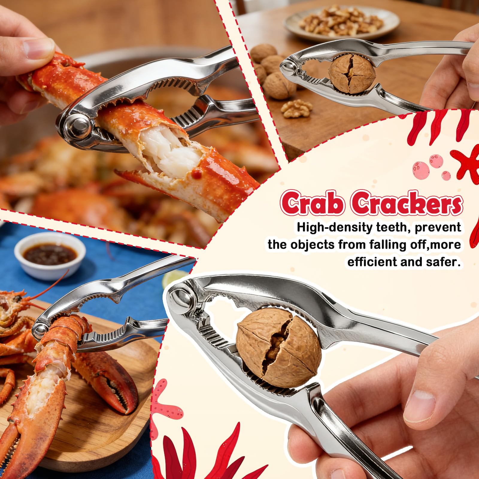 Disposable aprons and gloves included in Crab Crackers and Tools set