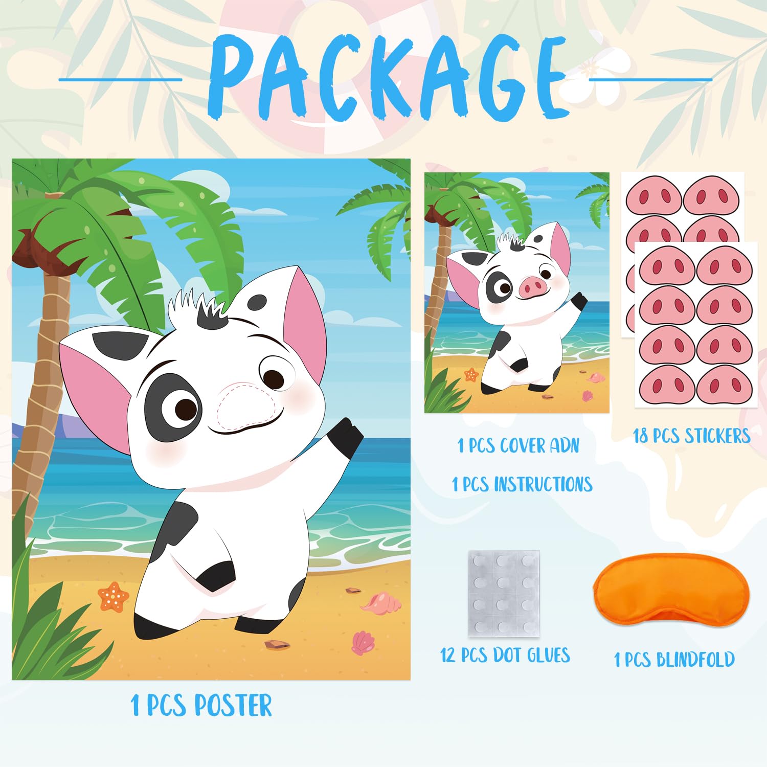 Moana nose stickers 16 pack for Pin the Nose game