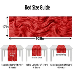 Cheesecloth table runner 17x108 inches in red boho style