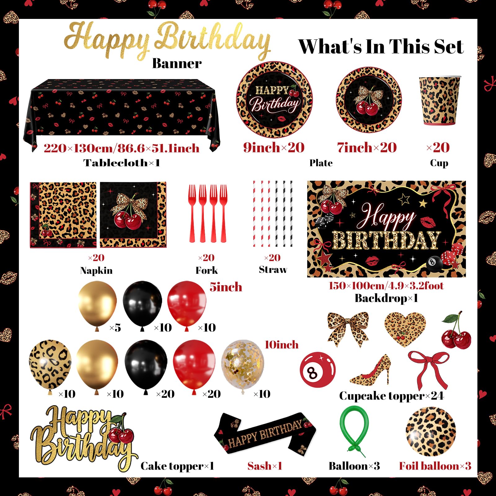 Cheetah print cups 20 count included