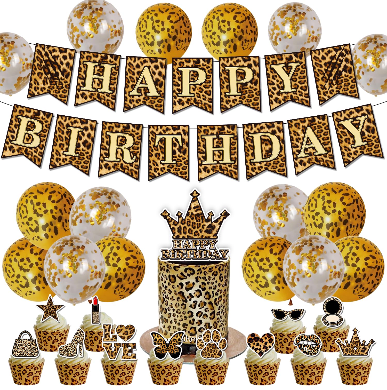 Banner with cheetah print for girl's birthday party
