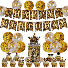 Banner with cheetah print for girl's birthday party