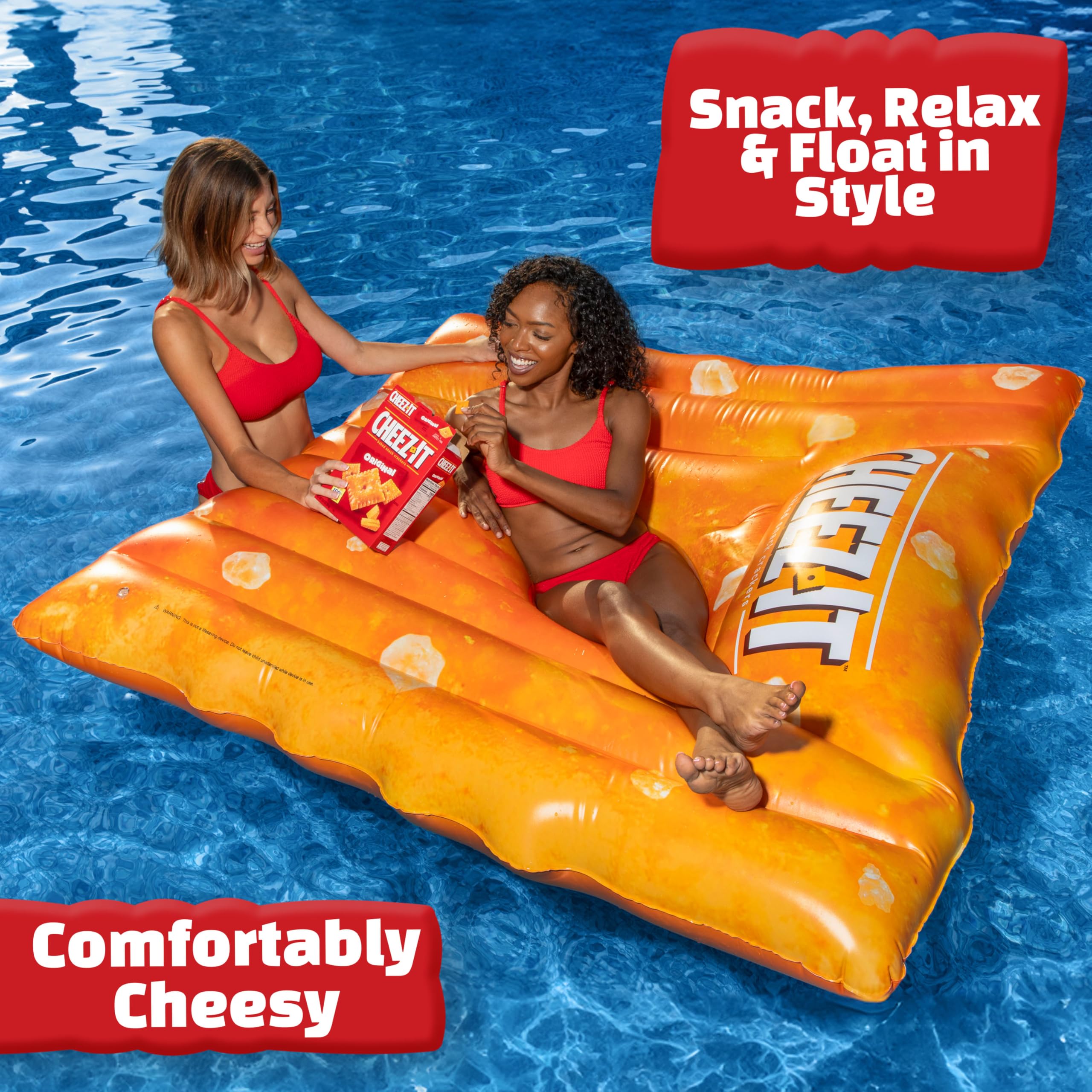 Extra large Cheez-It pool float orange color