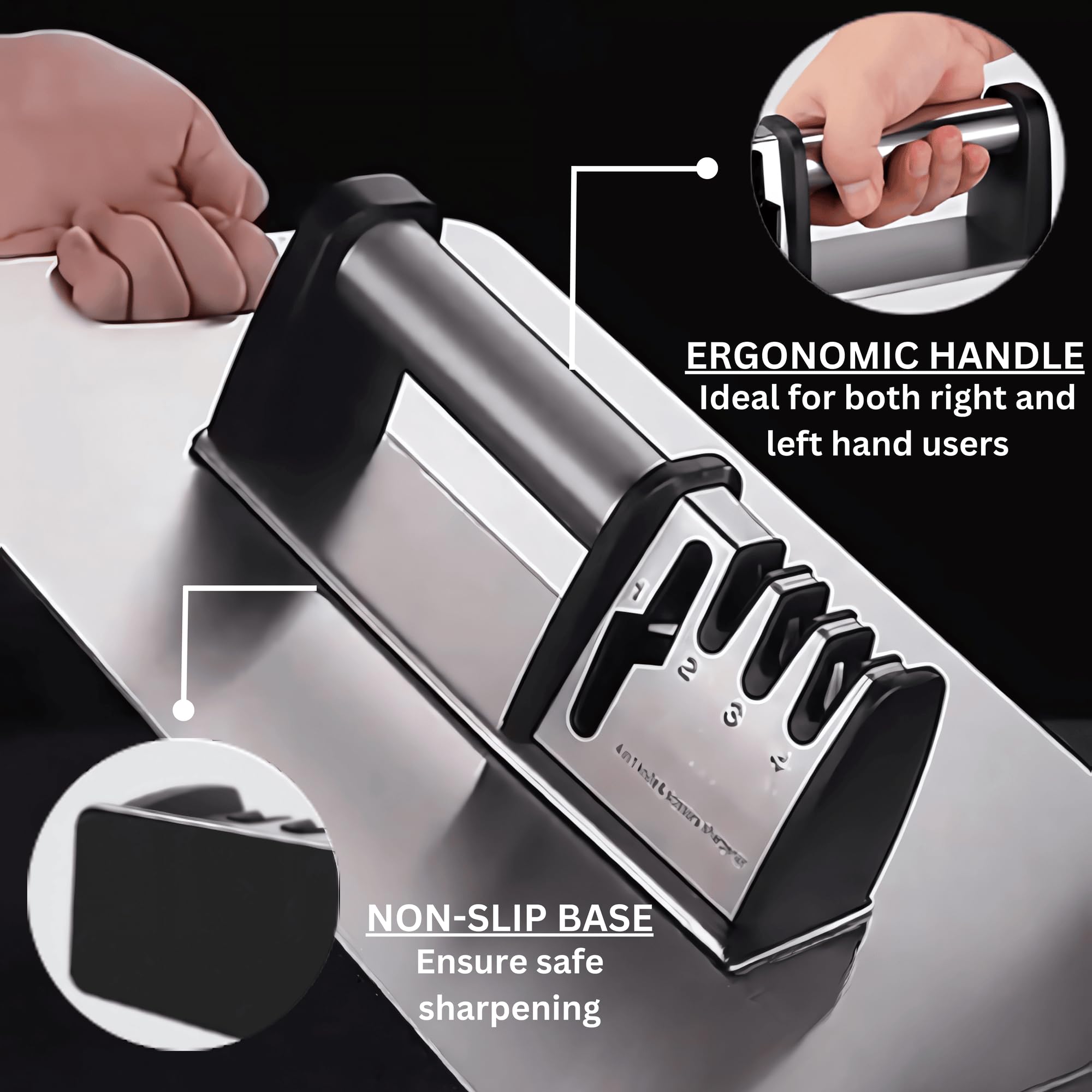 Non-slip base keeps the sharpener stable during use