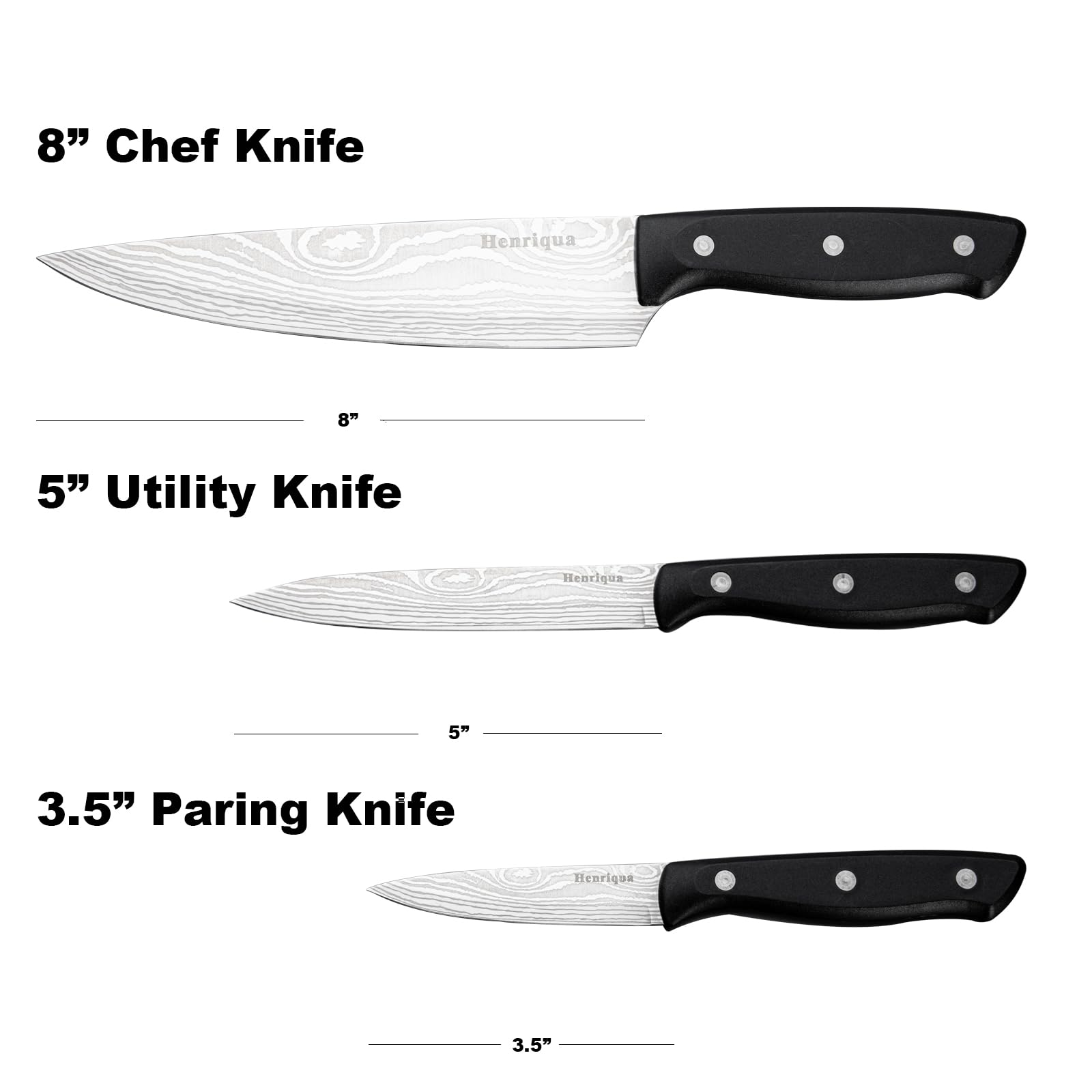 8 inch chef knife included in 3PCS set