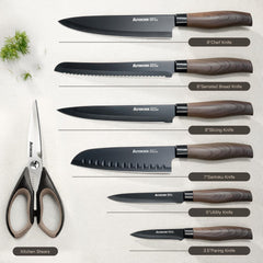 Astercook knife set 8 inch serrated bread knife