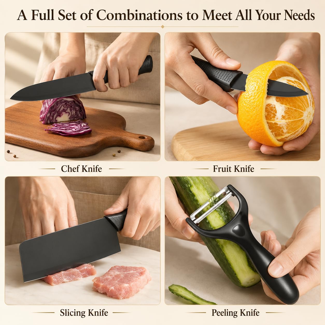 Chef knife in black stainless steel
