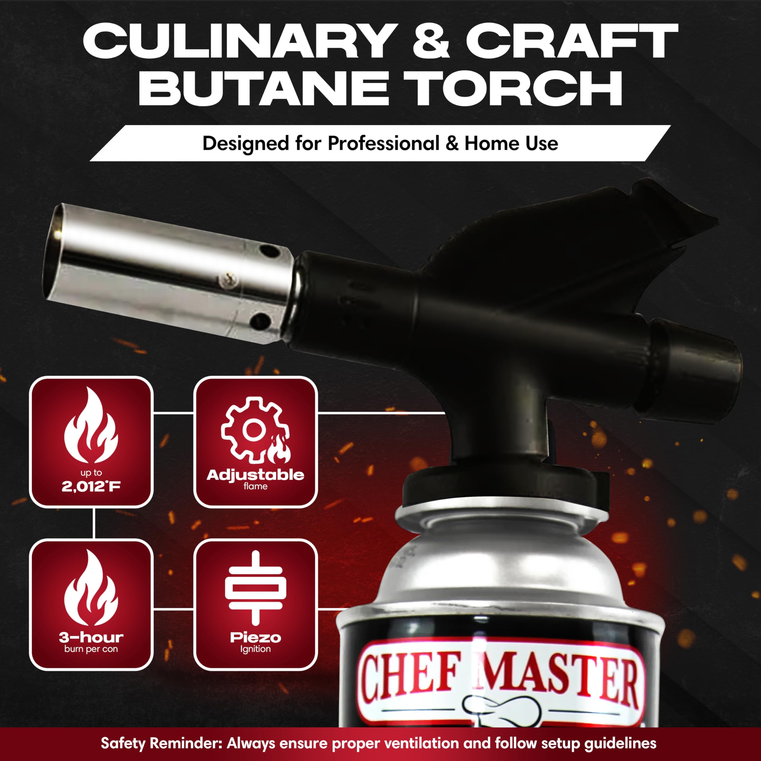 Kitchen use of Chef Master torch for caramelizing creme brulee