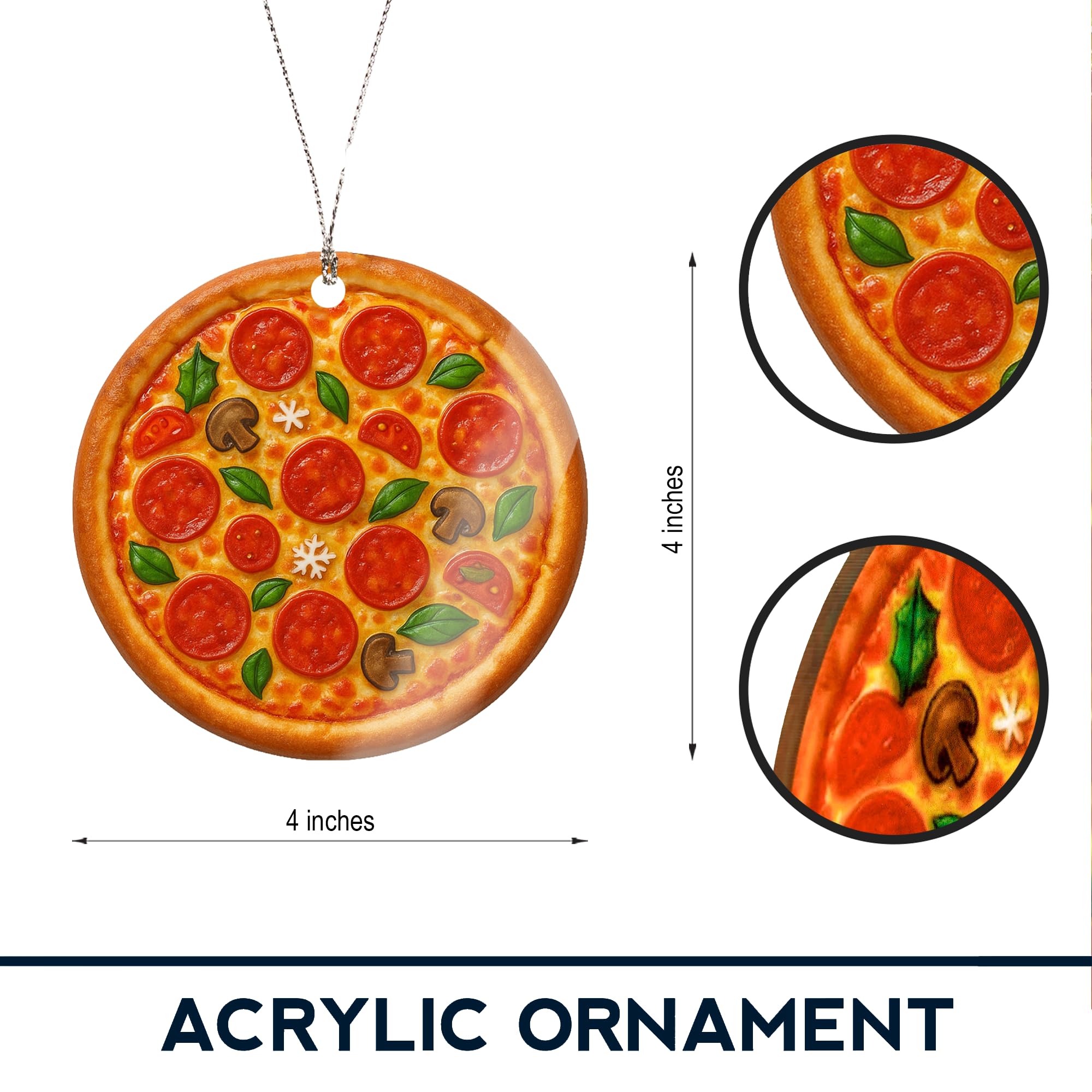 Food lover gift pepperoni pizza ornament for Christmas display