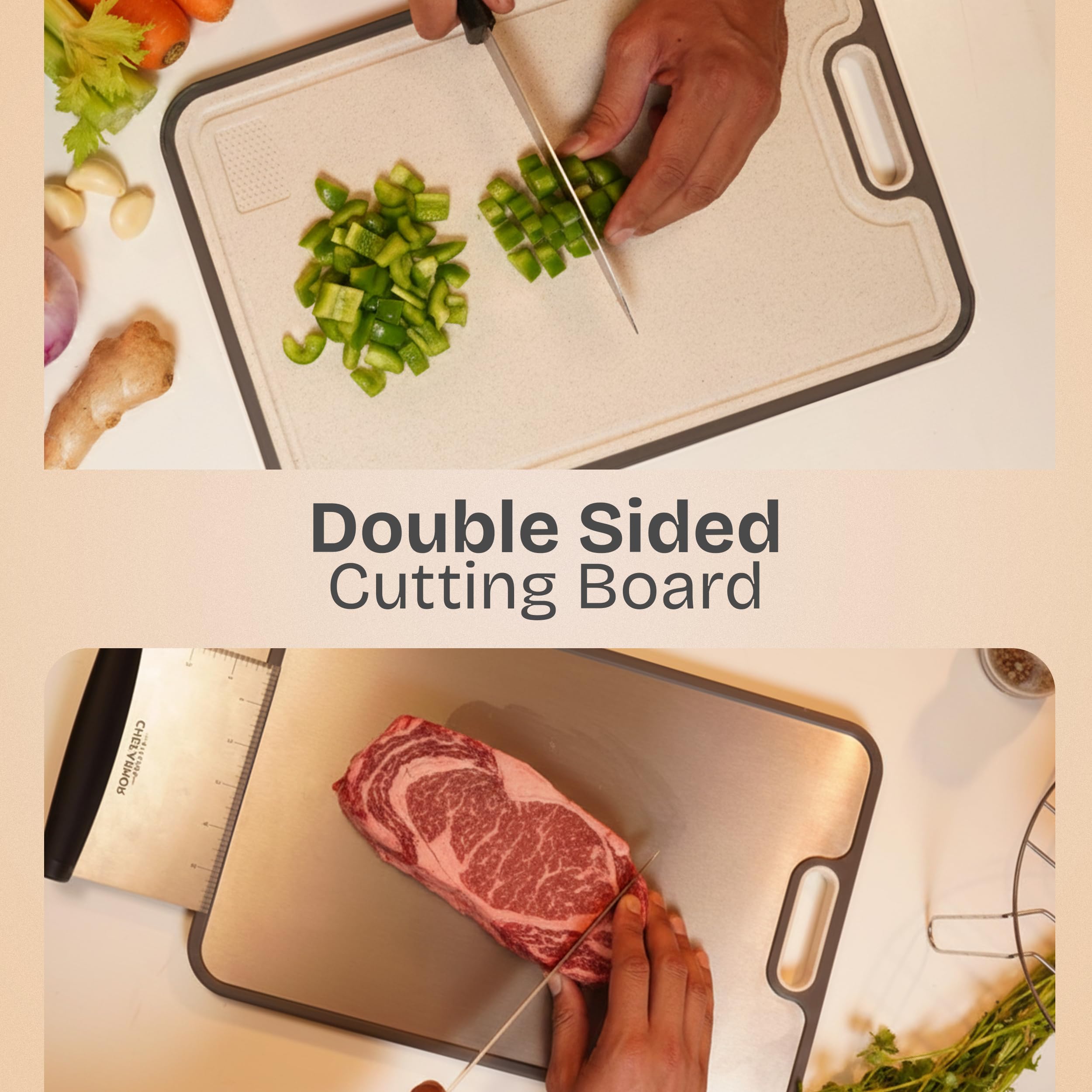 Titanium side for raw meats on ChefArmor board