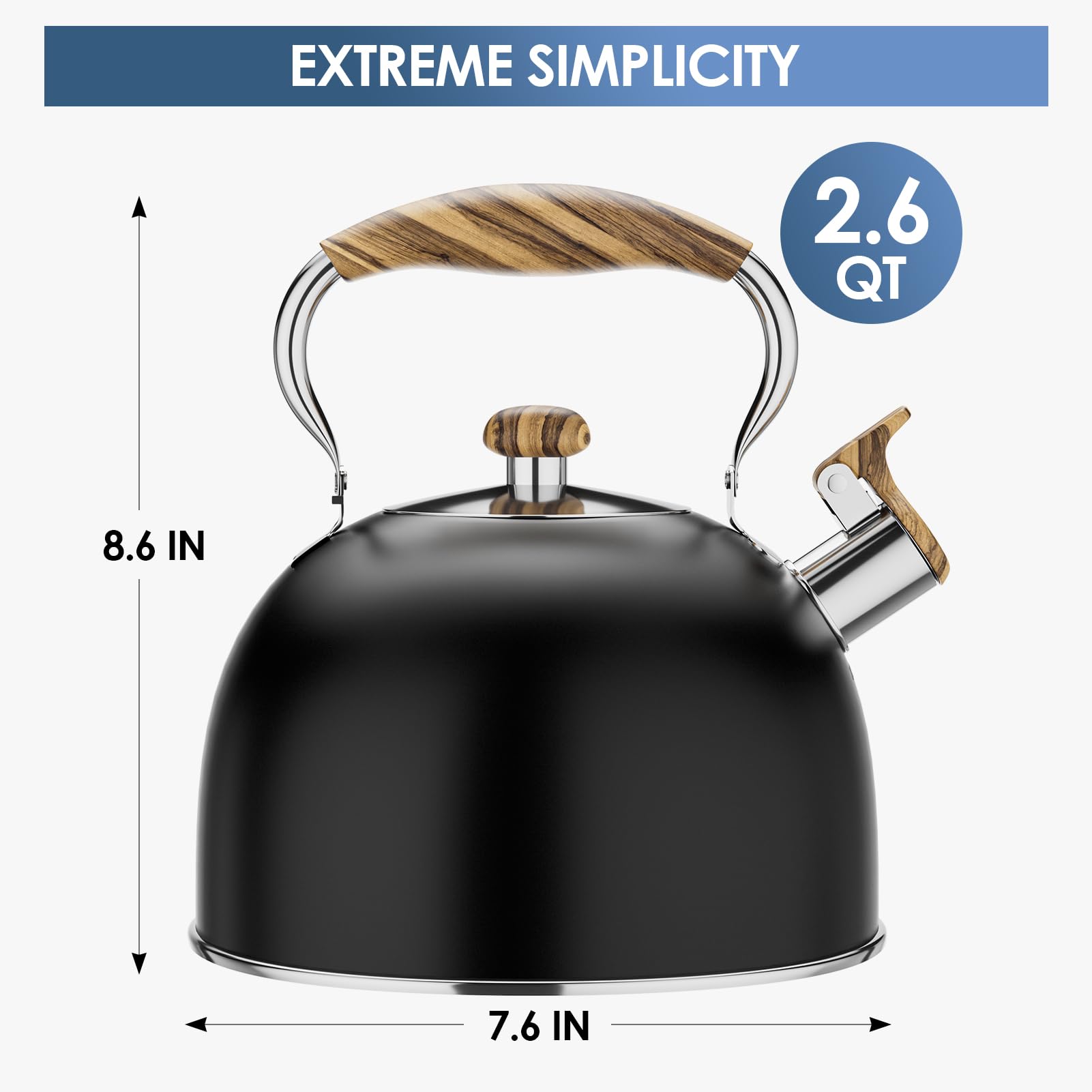 Black stovetop tea kettle by Chefbar
