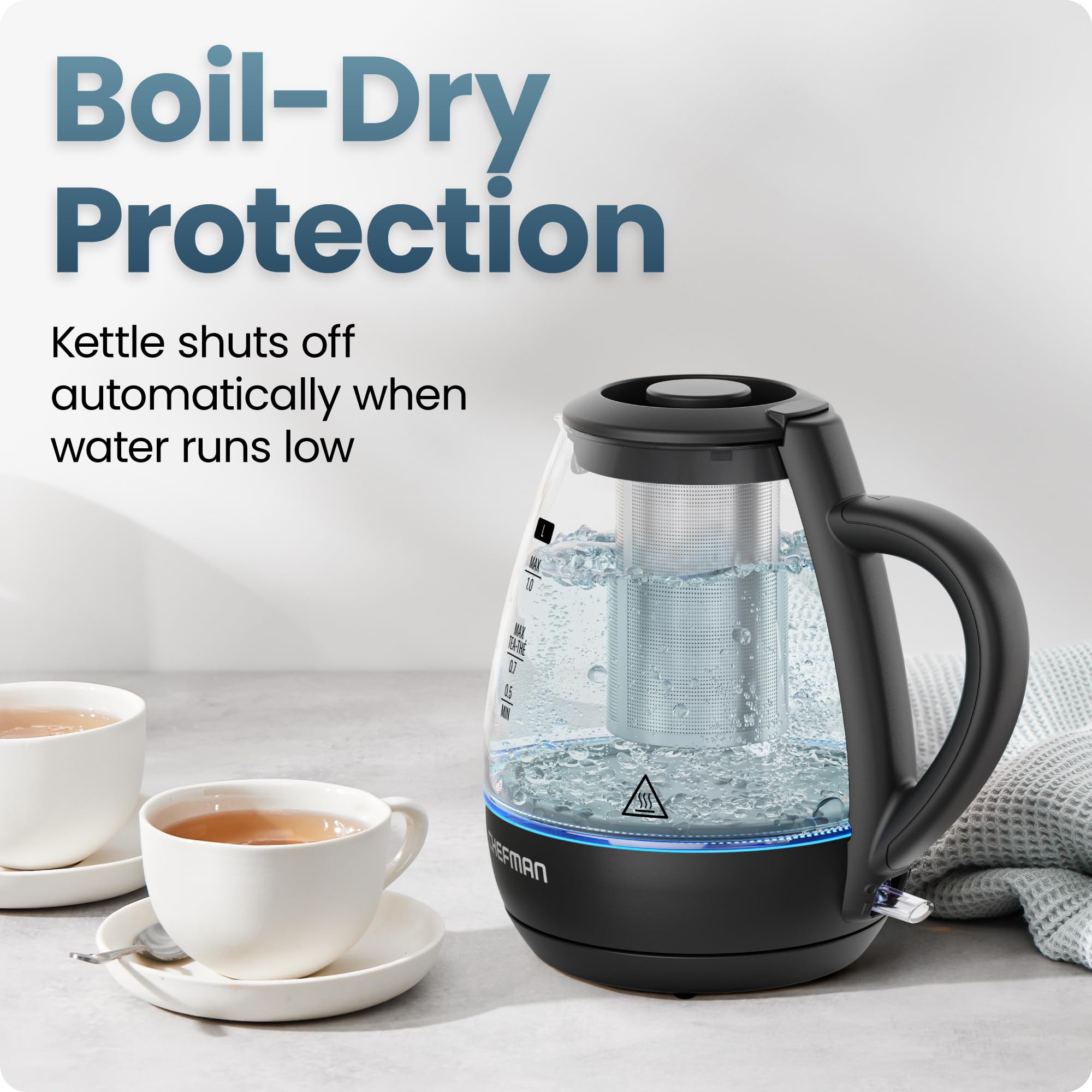 Tea infuser included for loose-leaf brewing