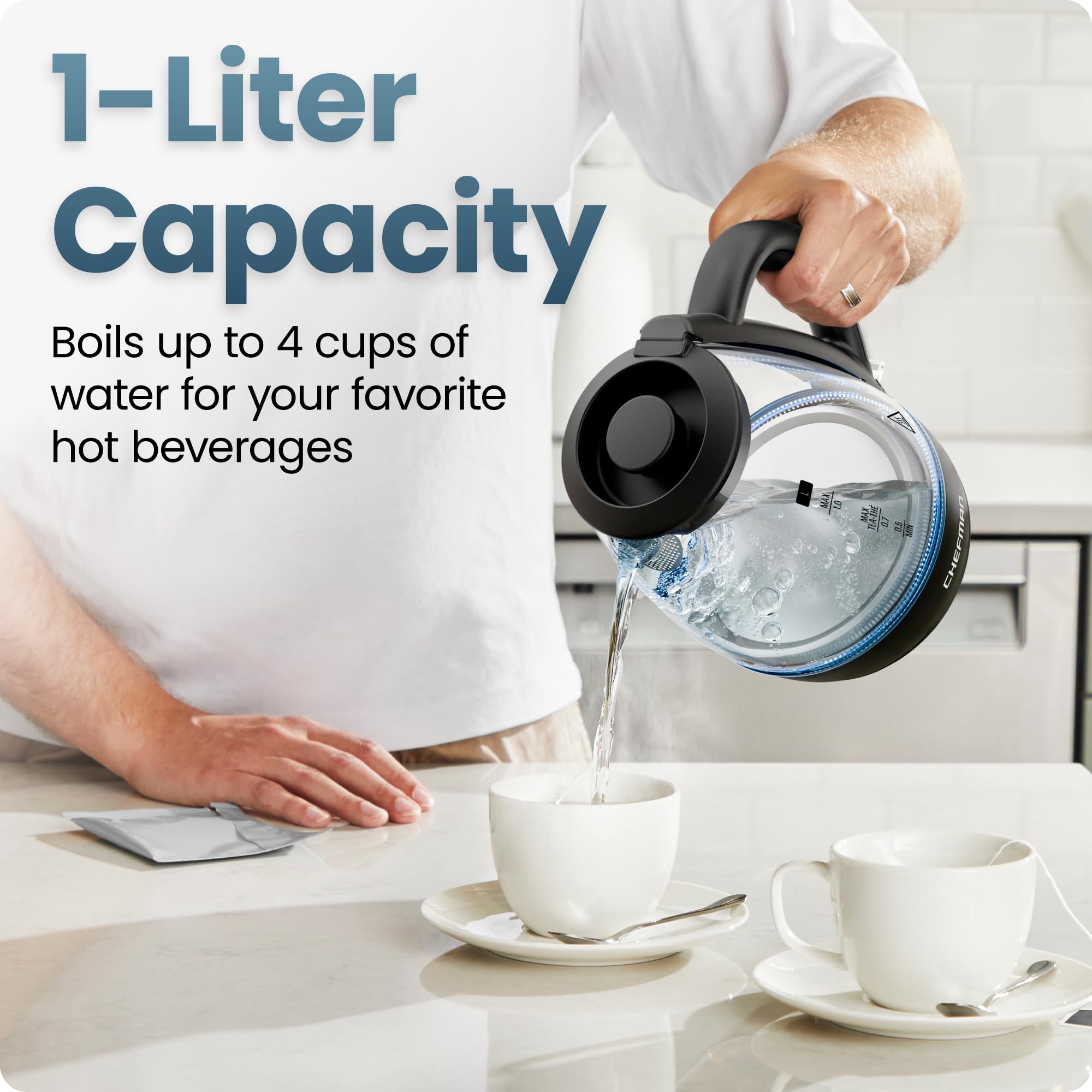 Removable lid kettle for easy filling Chefman