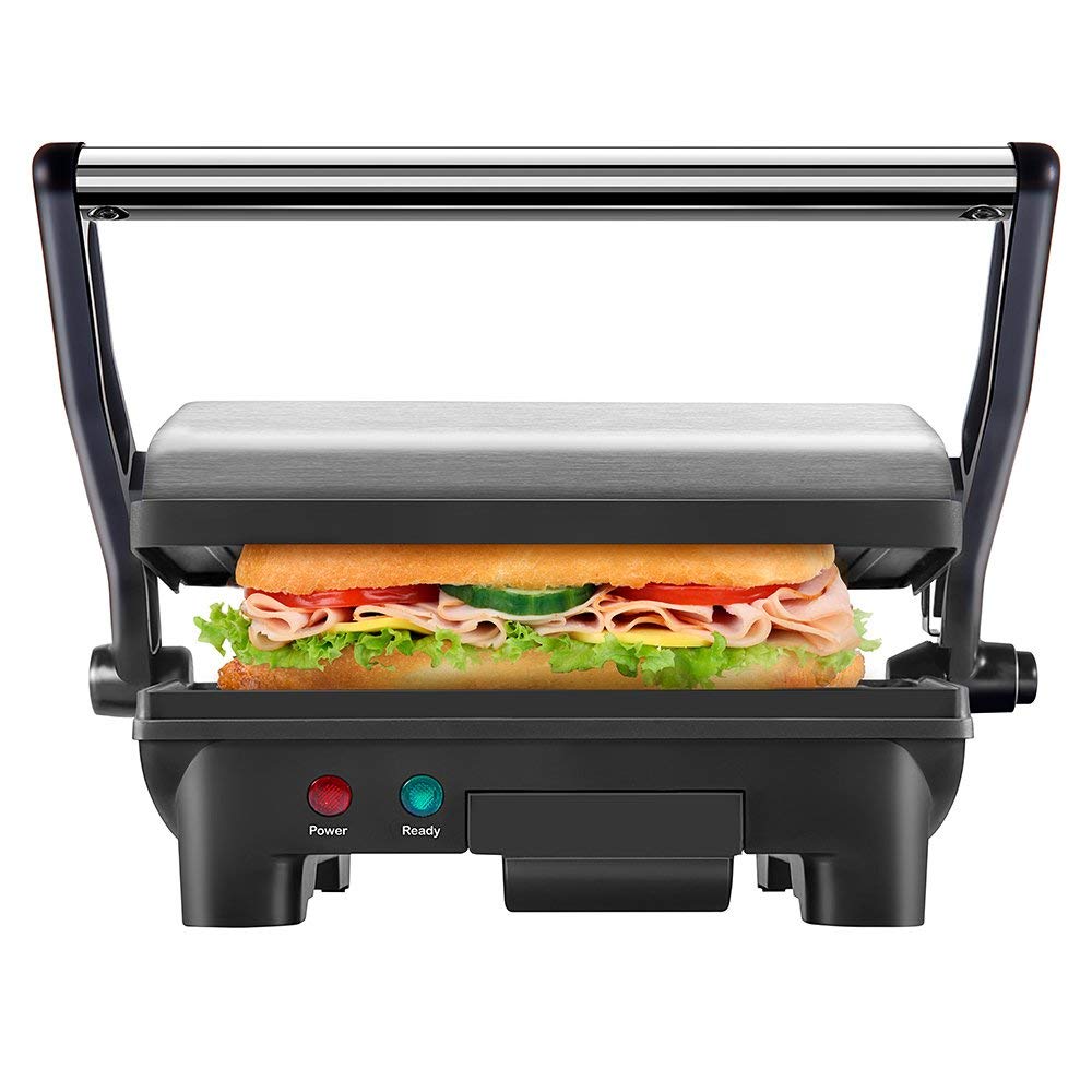 Chefman electric panini press grill stainless steel black