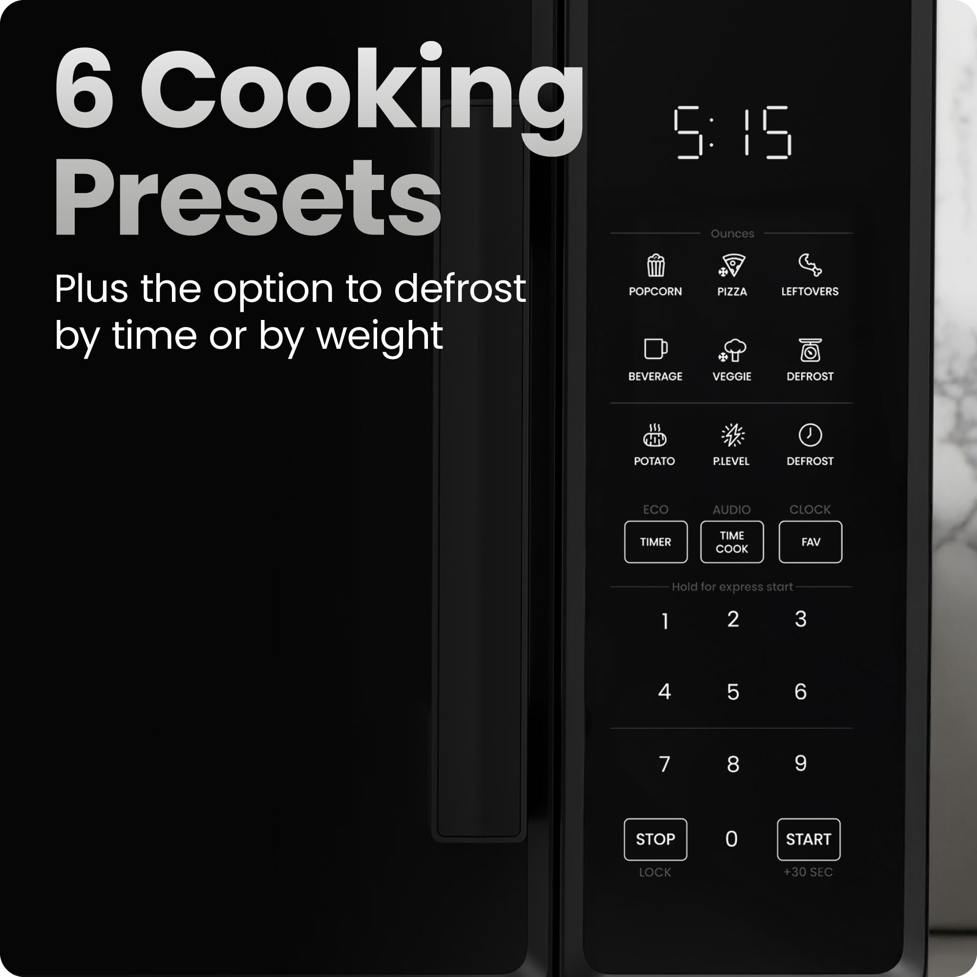 Six presets for popcorn pizza beverages vegetables potatoes leftovers