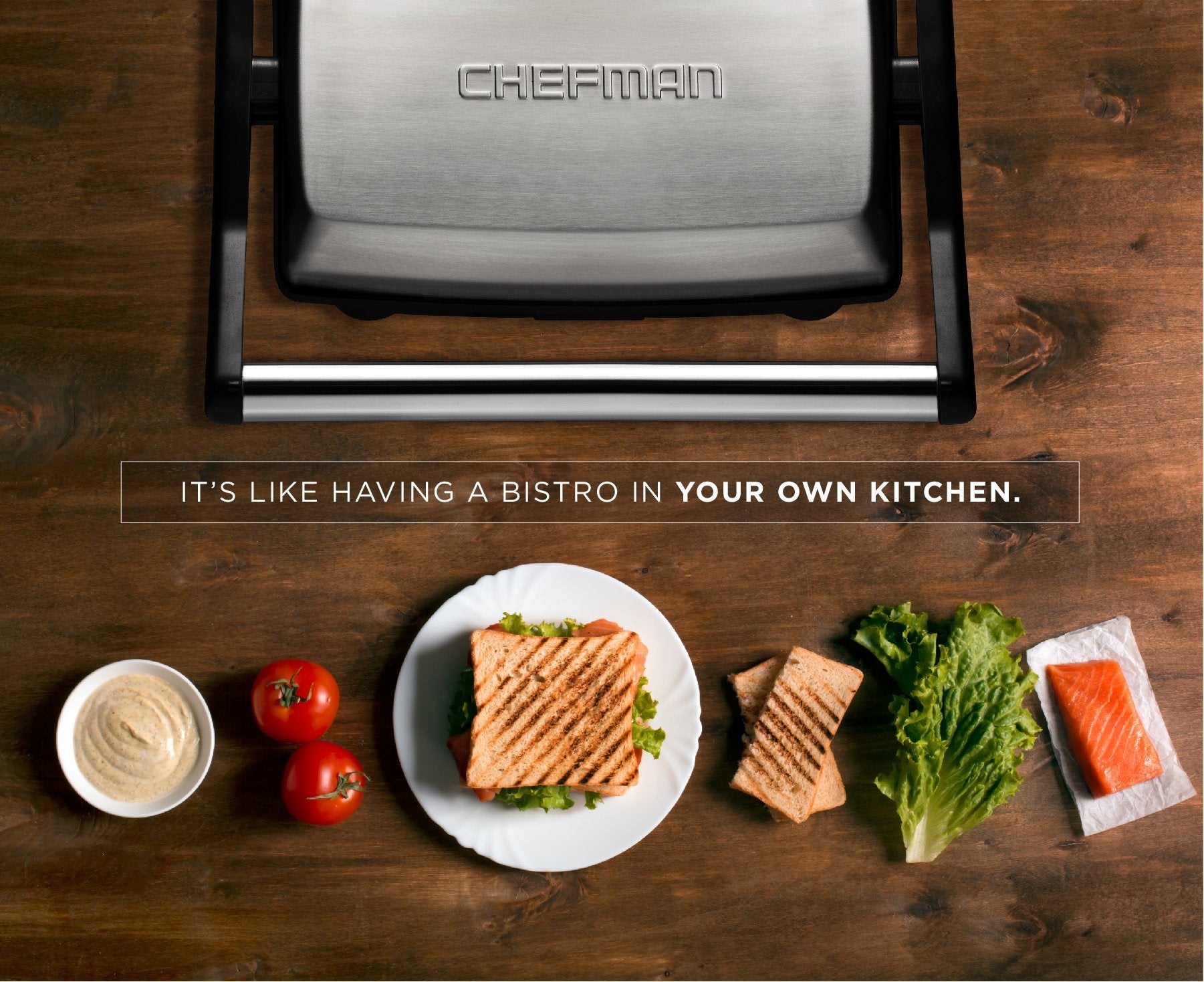 Chefman panini press stainless steel black with non-stick plates
