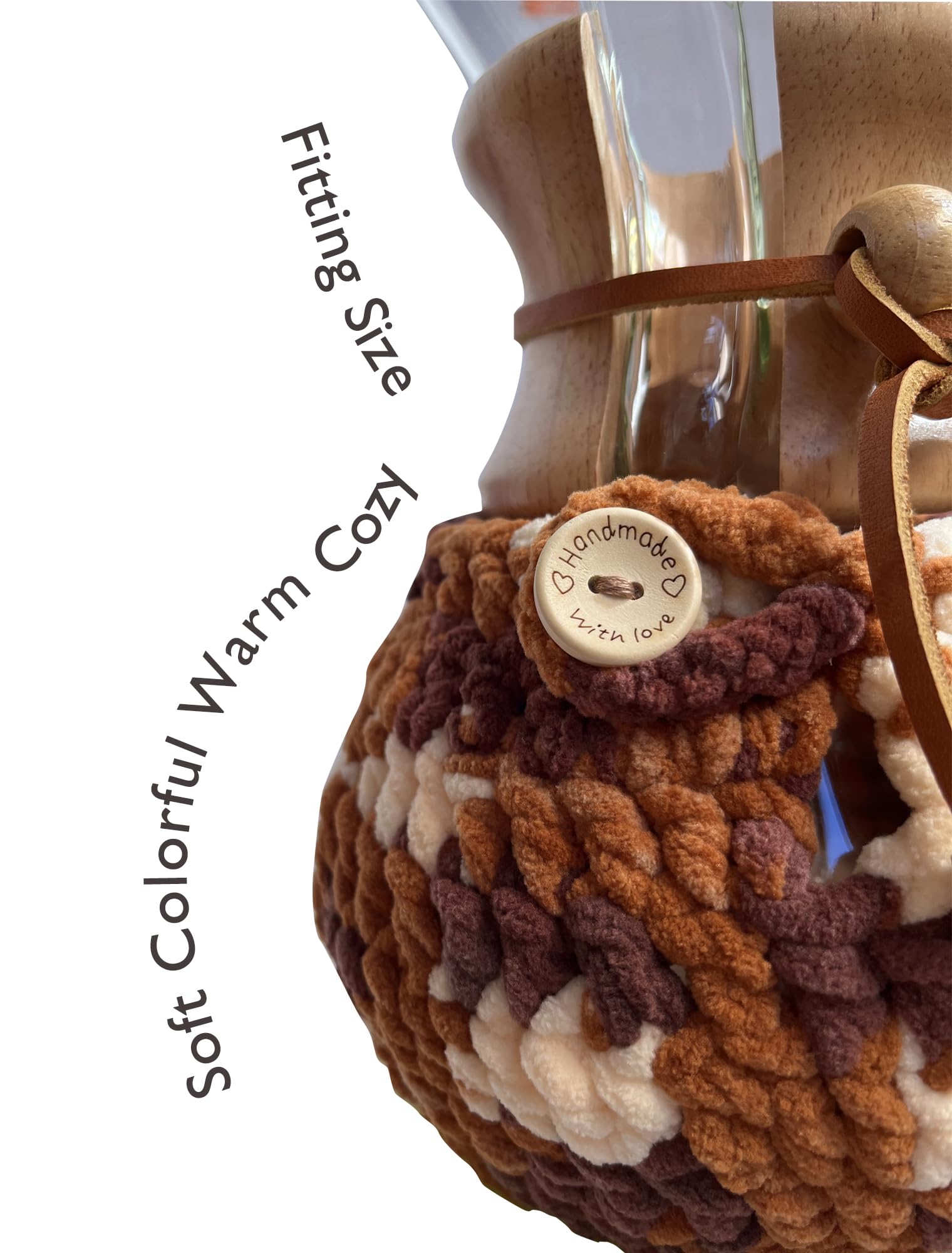 Colorful winter decor crochet cozy for Chemex