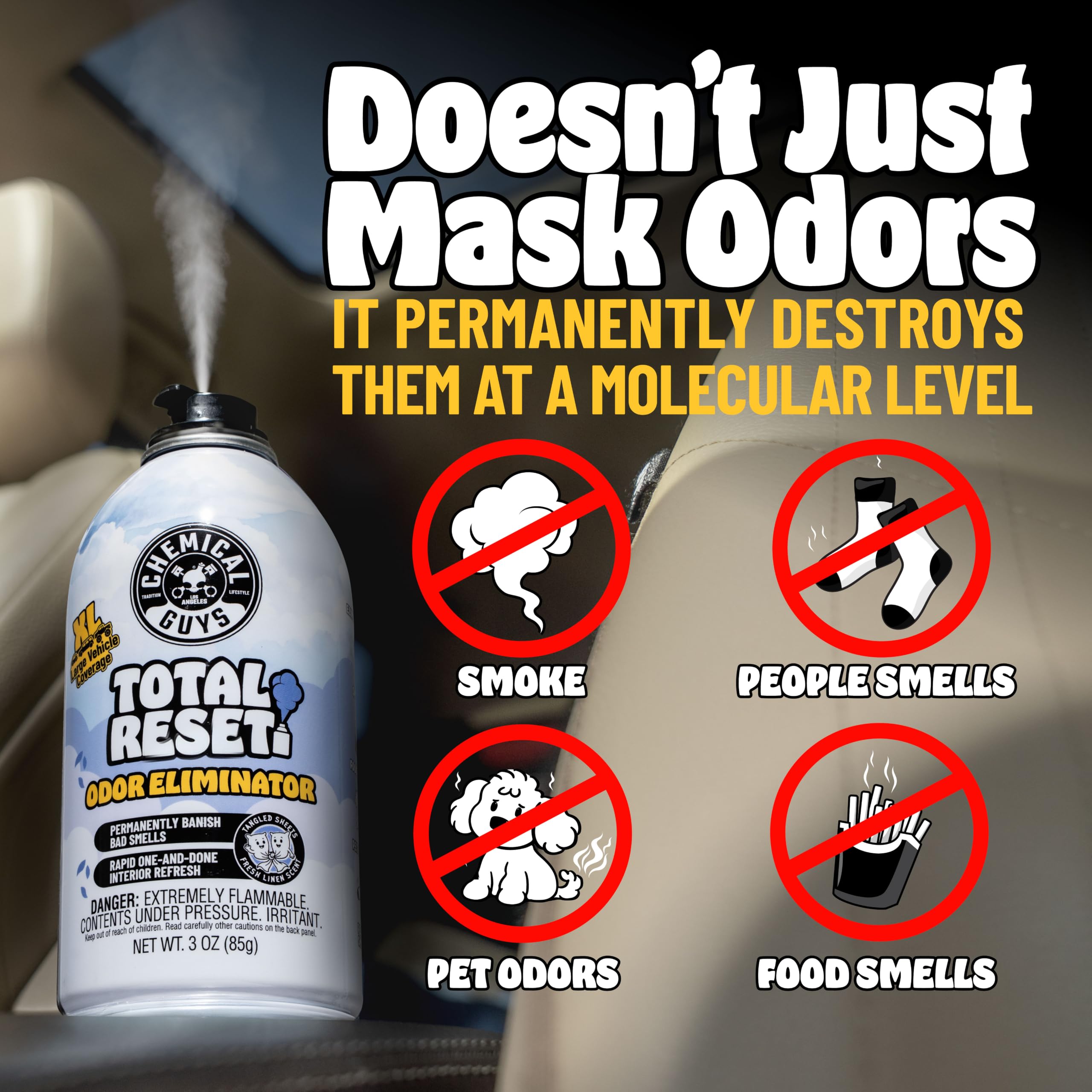 Car interior odor eliminator fogger Tangled Sheets scent