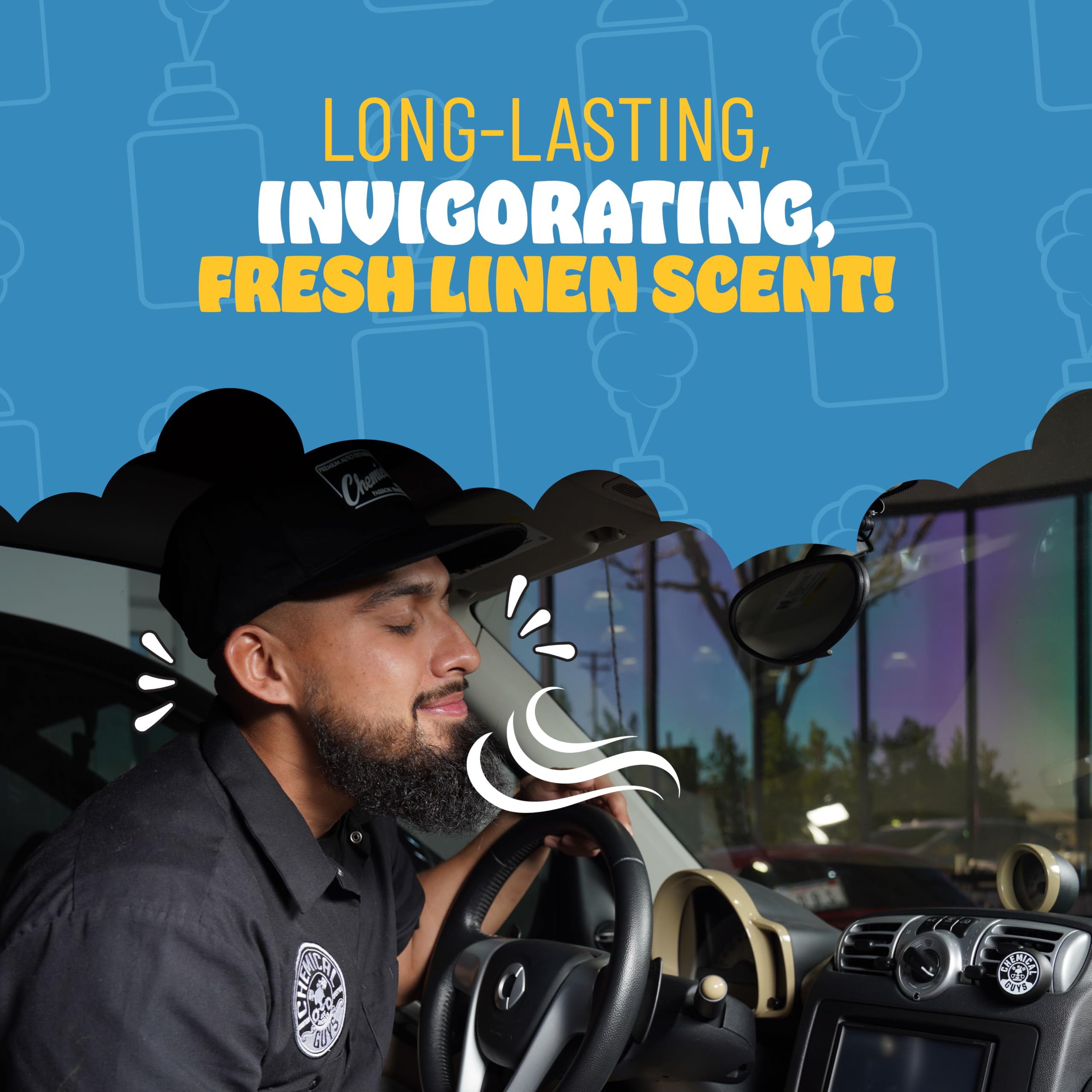 Fogger disperses through vents upholstery and headliners