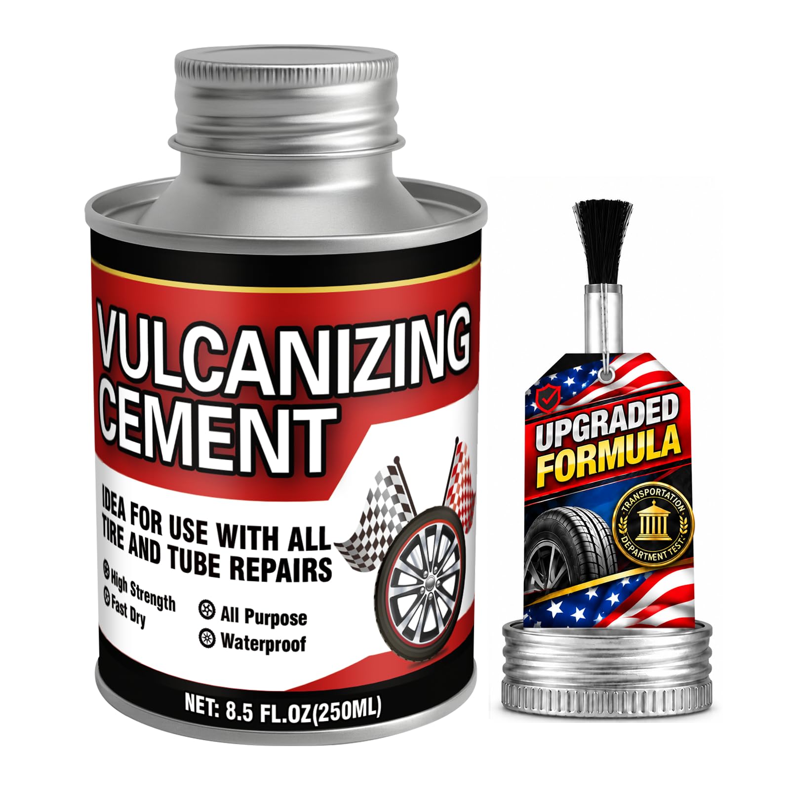 Chemical Vulcanizing Cement 8.5 oz tire repair glue with brush top